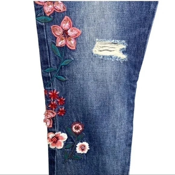 Juicy Couture Black Label Embellished Floral Cherry Blossom Boyfriend Jeans NWT